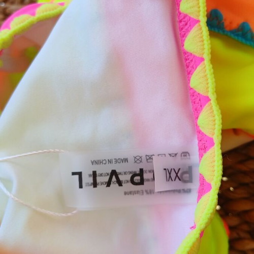 Shein bikini with high-waisted slip fluo, new, pink multicolor