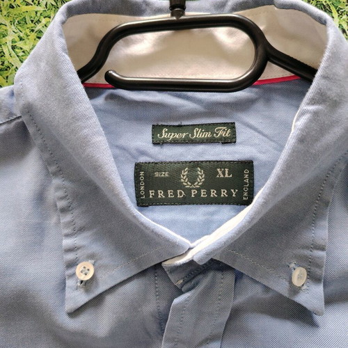 Fred Perry Cotton Shirt XL like new, blue, slim fit