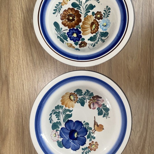 Vintage hand-painted ceramic plates Fajans Włocławek set of 2