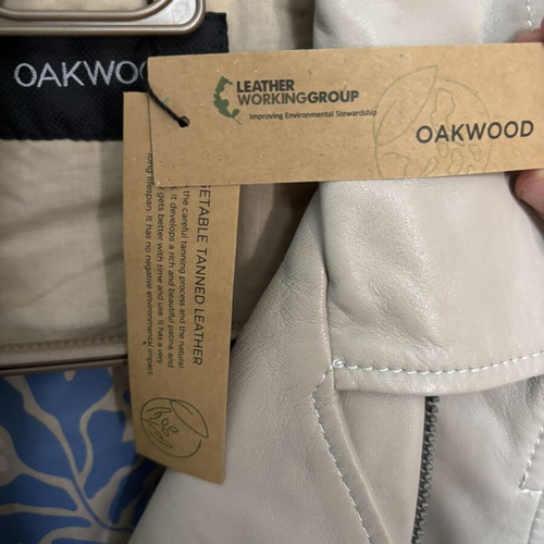 Oakwood Film women's leather jacket, size S, off-white