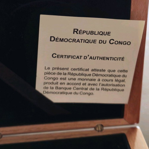 Coin 10 Francs Congo 2005 Silver 925 new with wooden box