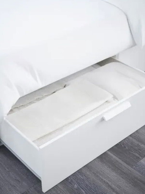 BRIMNES bed with storage and headboard, 160x200 cm