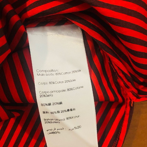 3-1 Fillip Lim shirt with unique back tie, like new, black and red