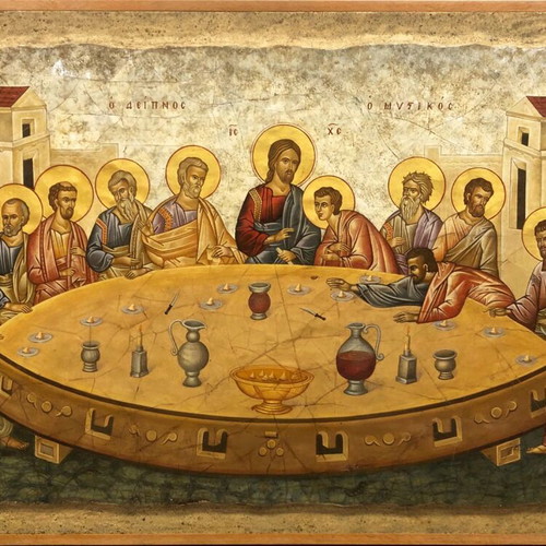 Fresco painting used, Last Supper by A Sevastos 93x58 cm