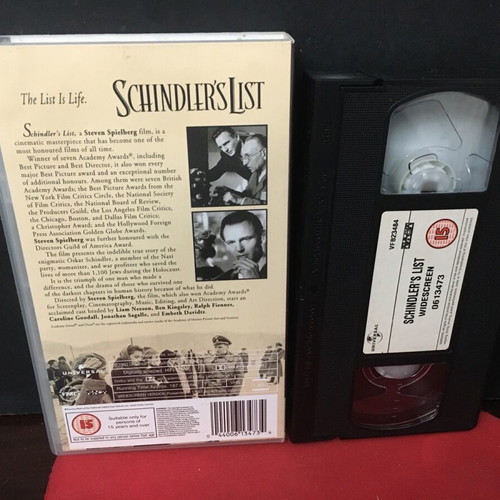 Schindlers List VHS used, English version without subtitles