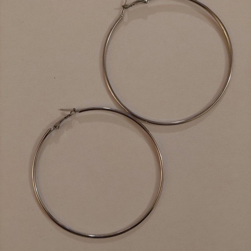 Hoop earrings large silver used with minor wear