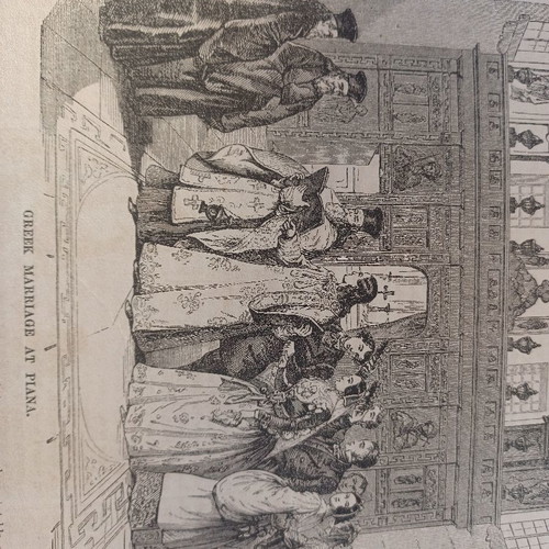 Woodcut 1855 Greek Marriage at Piana Sicily used