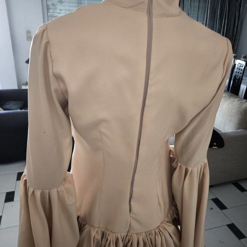 Mini dress beige nude with wide sleeves, new by Niki Nikolaidou