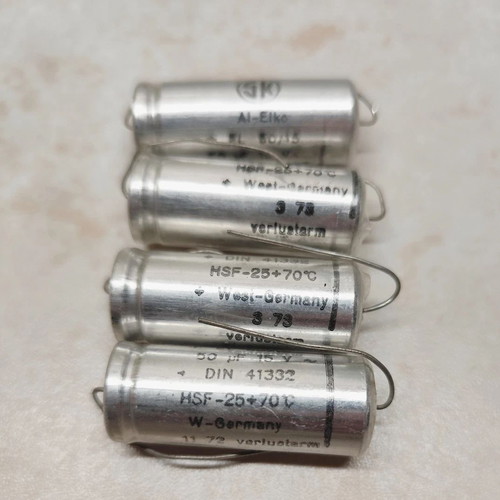 SK West Germany 50uF 15V Axial Capacitors, pack of 16, vintage NOS