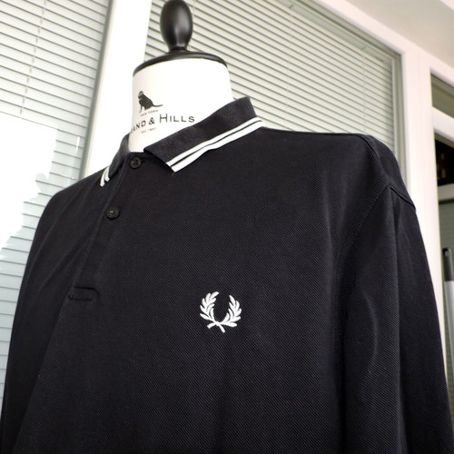 Fred Perry men's black long sleeve polo shirt XL