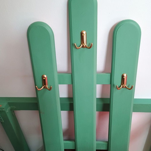 Furniture set used, desk, hanger, and stool painted with chalk paint