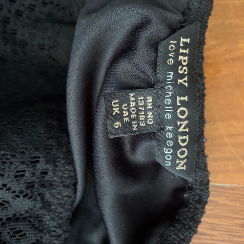 Lipsy London short lace one-piece black like new, small