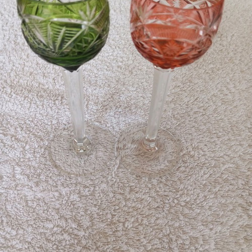 Handmade crystal liqueur glasses new, set of 2 pieces