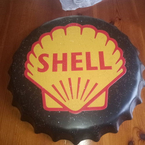 Shell metal beer cap new, hanging decorative 40 cm