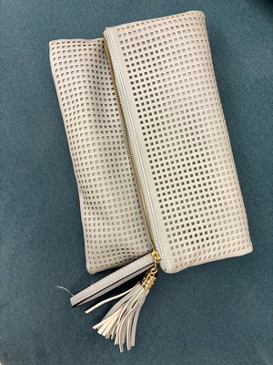 Creamy White Foldover Bag like new with perforated design
