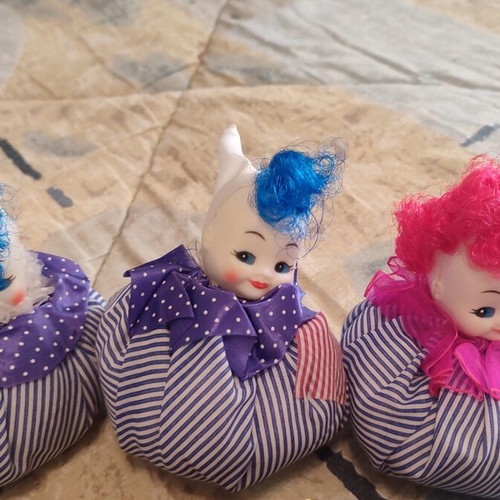 Handmade vintage clown dolls set of 40 from the 1990s