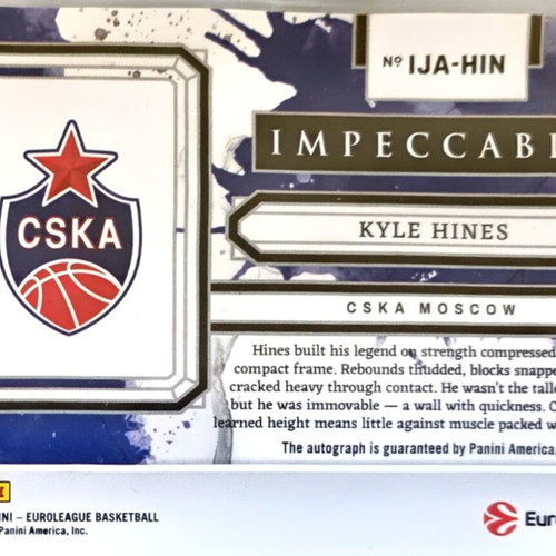 Kyle Hines EuroLeague Panini Impeccable Jersey Number 17/42