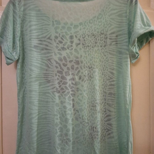 Turquoise short-sleeve t-shirt used with unique logo size M