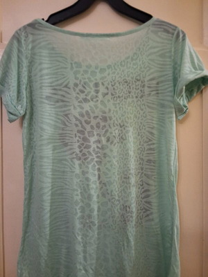 Turquoise short-sleeve t-shirt used with unique logo size M