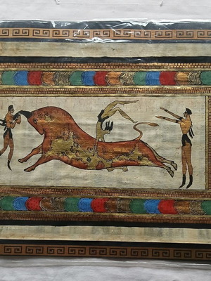Greek papyrus new with Minoan Crete theme hand-painted