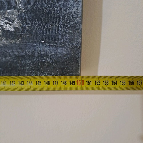 Large canvas with acrylic paint like new, gray tones, textured finish
