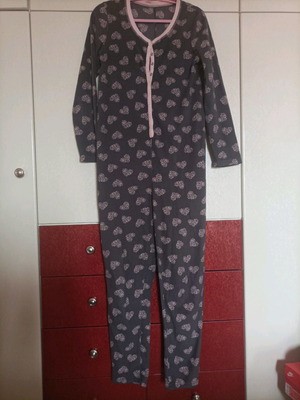 Πυτζάμα ολόσωμη L σαν καινούργιο, γκρι και ροζ