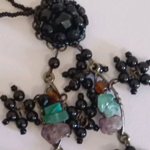 Vintage Emporio Armani energy necklace with precious and semi-precious stones and beads