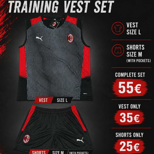 Milan training vest set black 2022/23, size L up, shorts M, Sell it and separate!