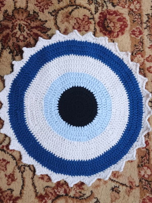 Crocheted eye coaster new handmade 26 cm