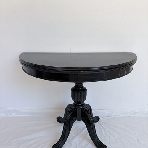 Vintage wooden round side table, extendable