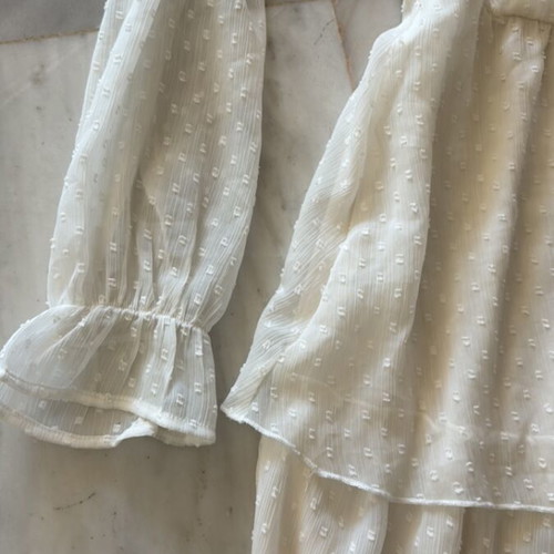White/Cream dress with polka dots, like new, size S/M