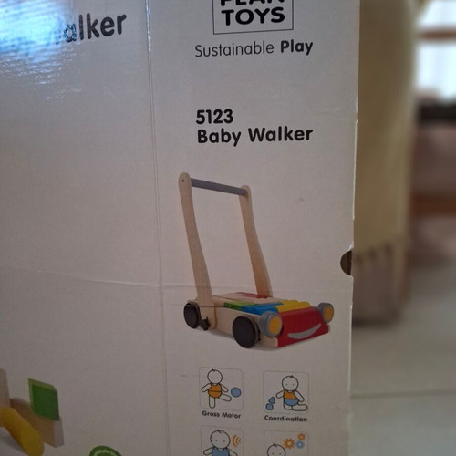 Plan Toys Baby Walker with Wooden Blocks used
