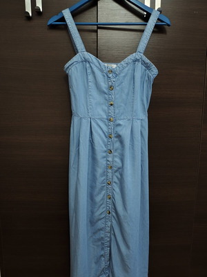 Bershka denim midi dress, size small, blue