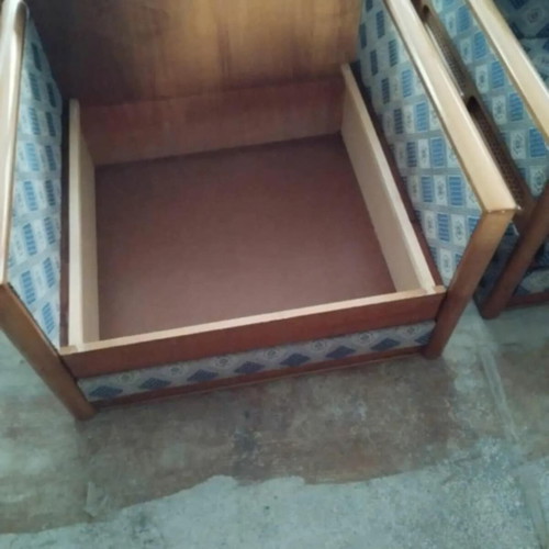Two-Seater Sofa and Armchair Set with Cane and Storage Used