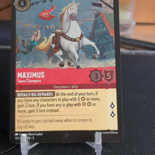 Disney Lorcana Maximus Team Champion 105/204 Cold Foil Shimmering Skies like new