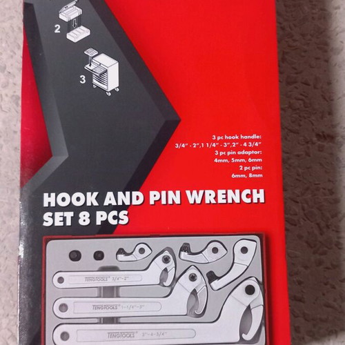 Teng Tools Set of 8 Adjustable Hook and C-Type Wrenches