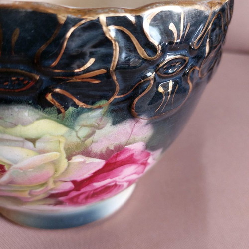 English faience flowerpot used 19×22 cm hand-painted 1930