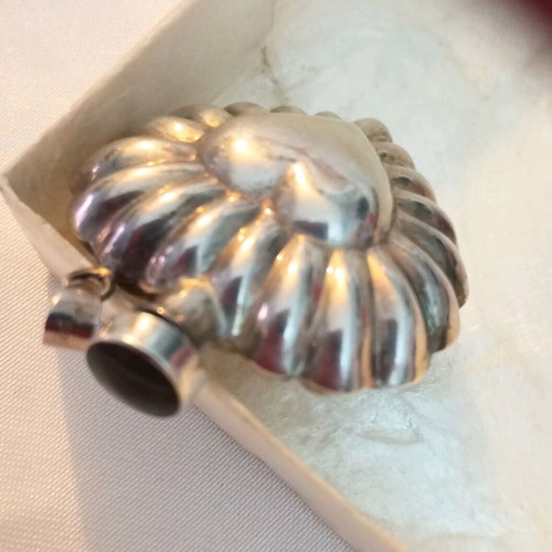 Silver 925 perfume bottle used, double-sided with black onyx, vintage