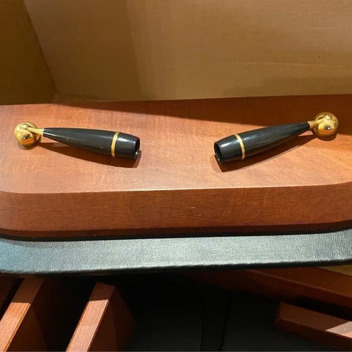 Bestar 7187LDV Creative Desk Set used, 6 pieces, wood and leather