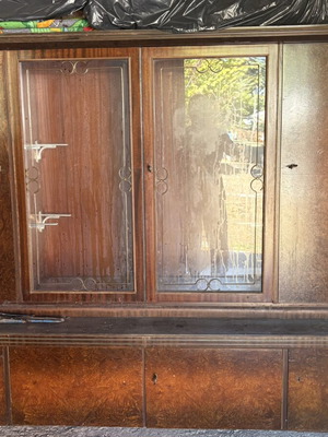 Furniture display cabinet with burr walnut veneer, 1960-1970