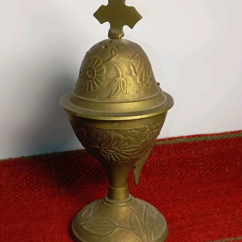 Bronze incense burner used, vintage