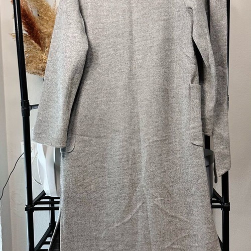 Grey Long Coat Zara Like New With Belt And Checked Lining