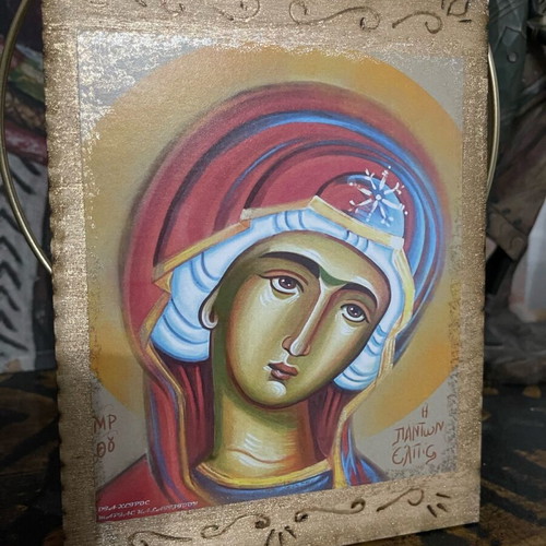 Virgin Mary icon on wood 15x20cm, new