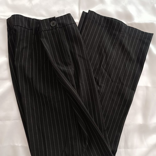 Bershka women's black high-waisted office pants with white stripes size M like new