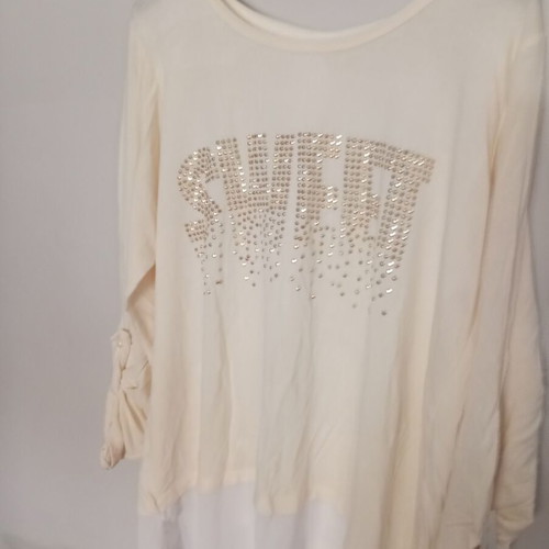 Women's blouse with rhinestone details and bow