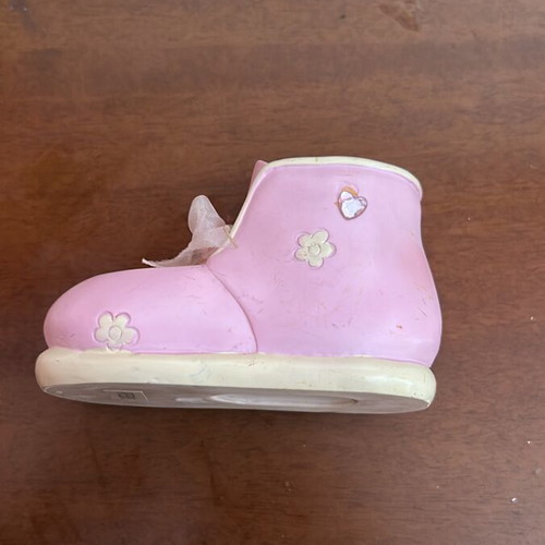 Children's piggy bank pink boot like new