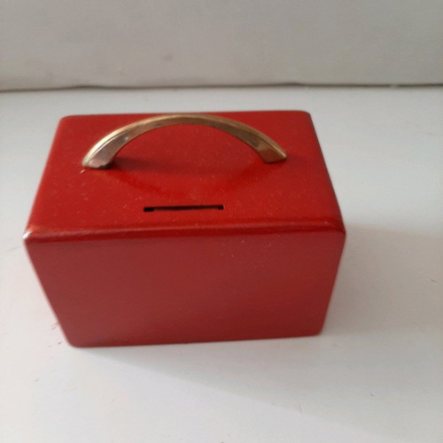 Money box like new with bronze handle and key