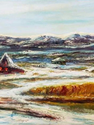 Ελαιογραφία Γιώργος Μούγιος με κορνίζα, υπογεγραμμένη, σε άριστη κατάσταση