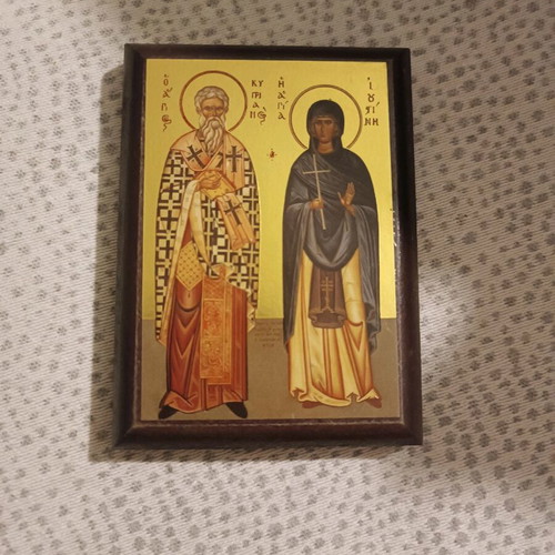 Icon of Saint Cyprian and Saint Justina used 11x8cm