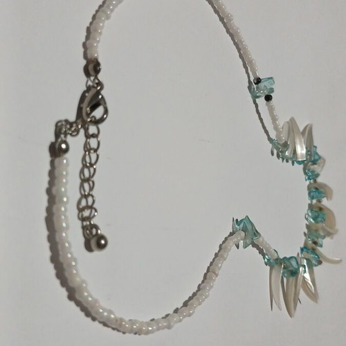 Boho Handmade Y2K Necklace with Turquoise Beads and White Horn Elements